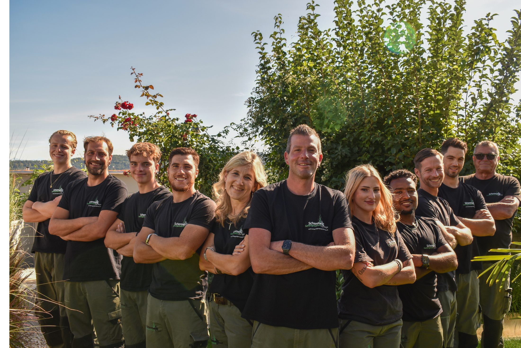 Aktuelles Scherer-Team im Garten